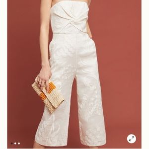 NYW Anthropologie embroidered wide legged jumpsuit